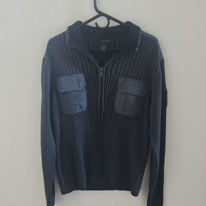 Calvin Klein Men's Grey Knit Zip Up Sweater